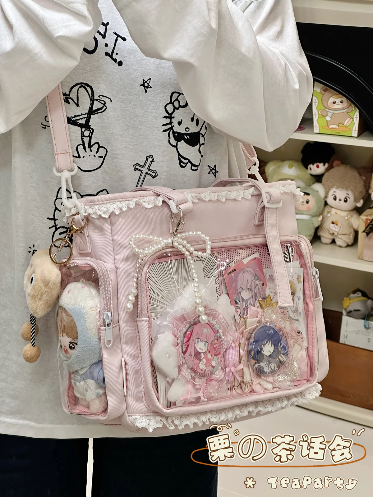 حقيبة نسائية يابانية شفافة حقيبة يومية حقائب كتف حقائب حمل للركاب لحقيبة ساعي البريد النسائية