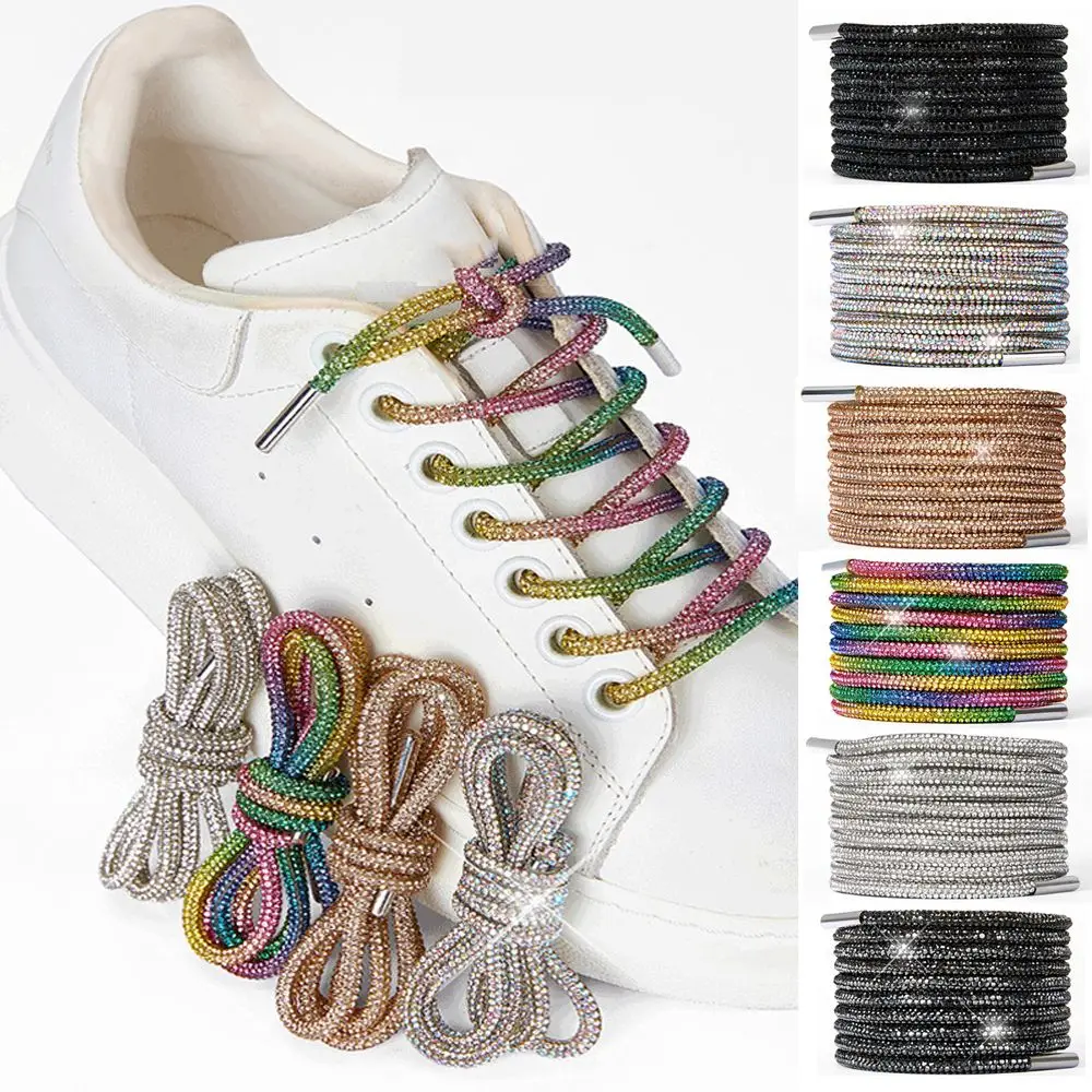 1PC Luxury Drawstring Cross Braiding Strap Sneakers Laces Diamond Shoe Laces Rhinestone ShoeLaces Bright Strings