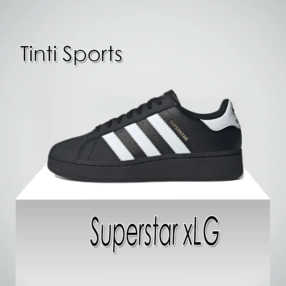 Adidas Superstar xLG masculino e feminino antiderrapante resistente ao desgaste casual sapatos de cano baixo preto e branco combinando com cores