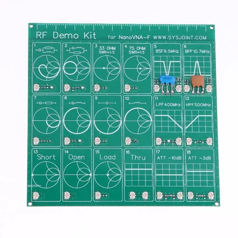 RF Test Board, 18 Functional Modules RF Demo Kit NanoVNA Test Filters Vector Network Analyzer Board Attenuator