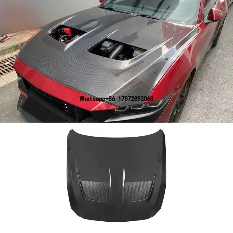 Carbon Fiber GTD Style Front Hood for  Mustang 2024+ Replacement Mustang Front Hood Engine Cover Bonnet