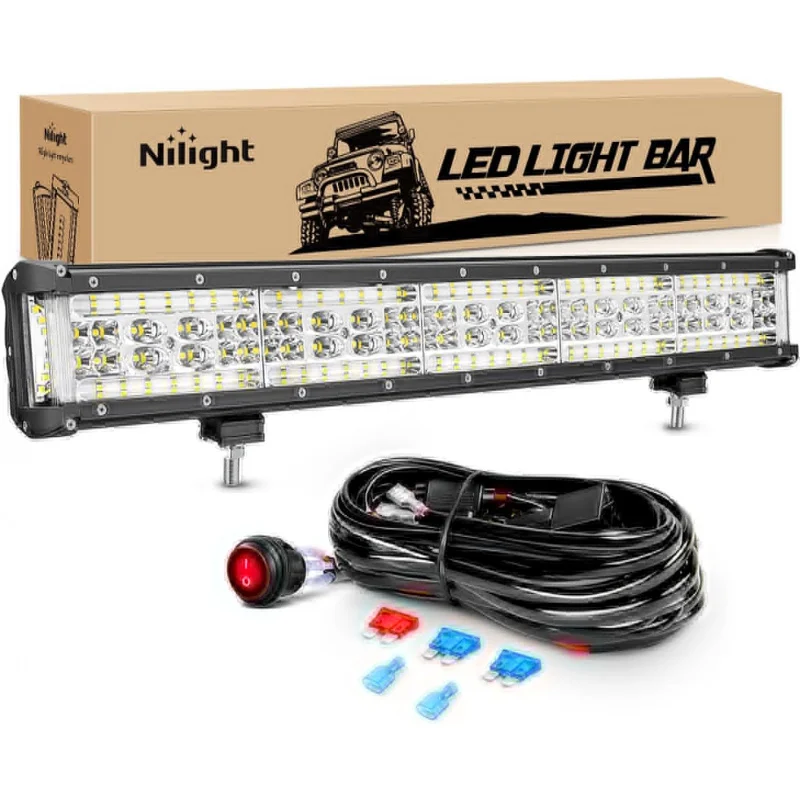 22 inch side shooter LED light bar quadruple row spot flood lights W/wiring kit for fog light driving light work light on