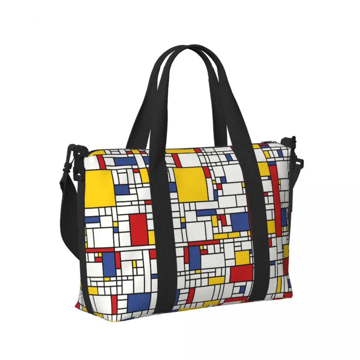 

Custom Piet Mondrian Beach Travel Bag Large Capacity Tote Bags for Gym Sport Women Shopping Duffle Shoulder Bag
