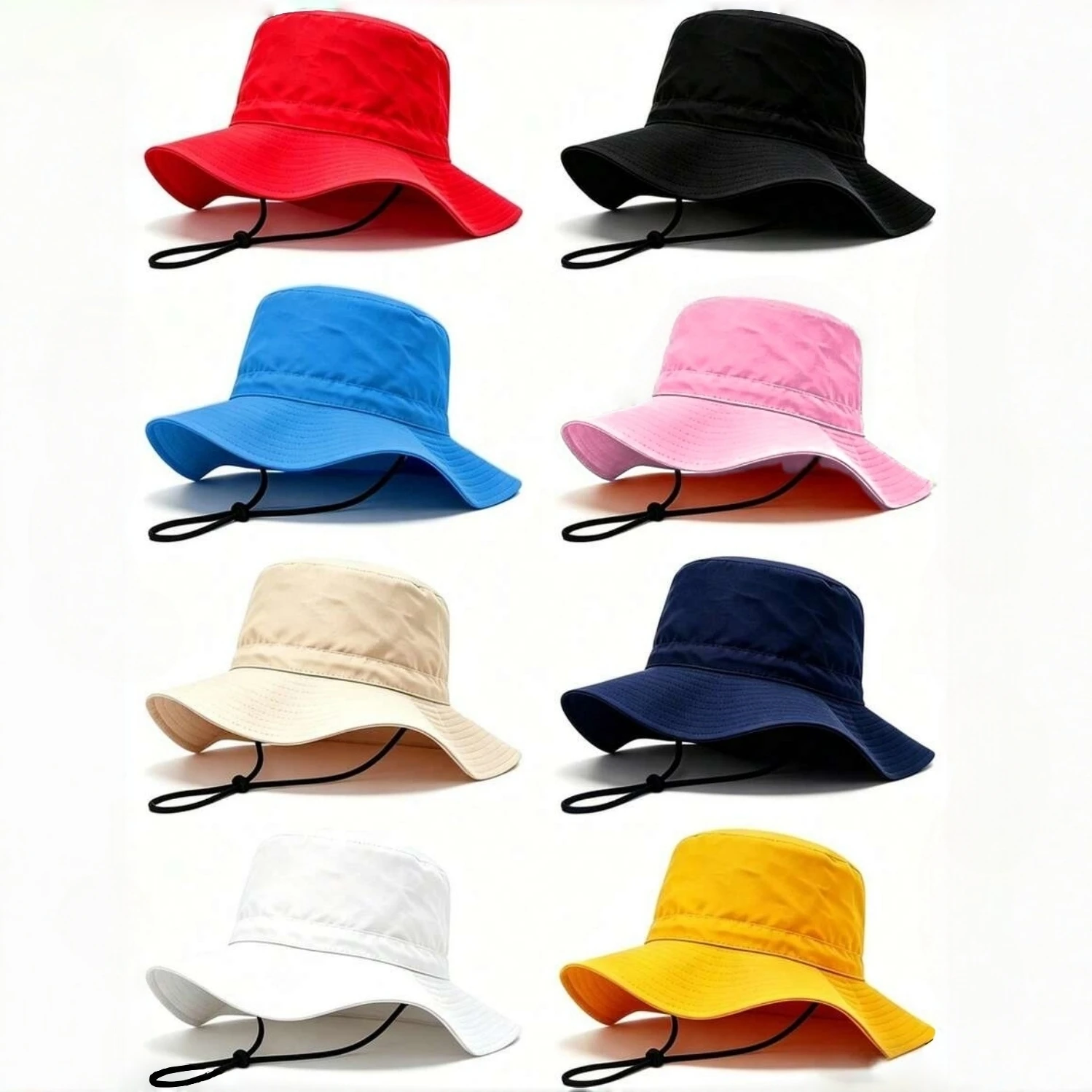 1 Stück Unisex Einfarbiger Kordelzug-Bucket-Hat für Outdoor, Reisen, Angeln, Wandern, Lässiger Leichter Modischer Sonnenhut