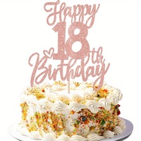 1 PCS Happy 18th Birthday Cake Topper Glitter Cheers to 18 Years Birthday Cake Pick Eighteen Hello 18 Fabulous Cake Decorations