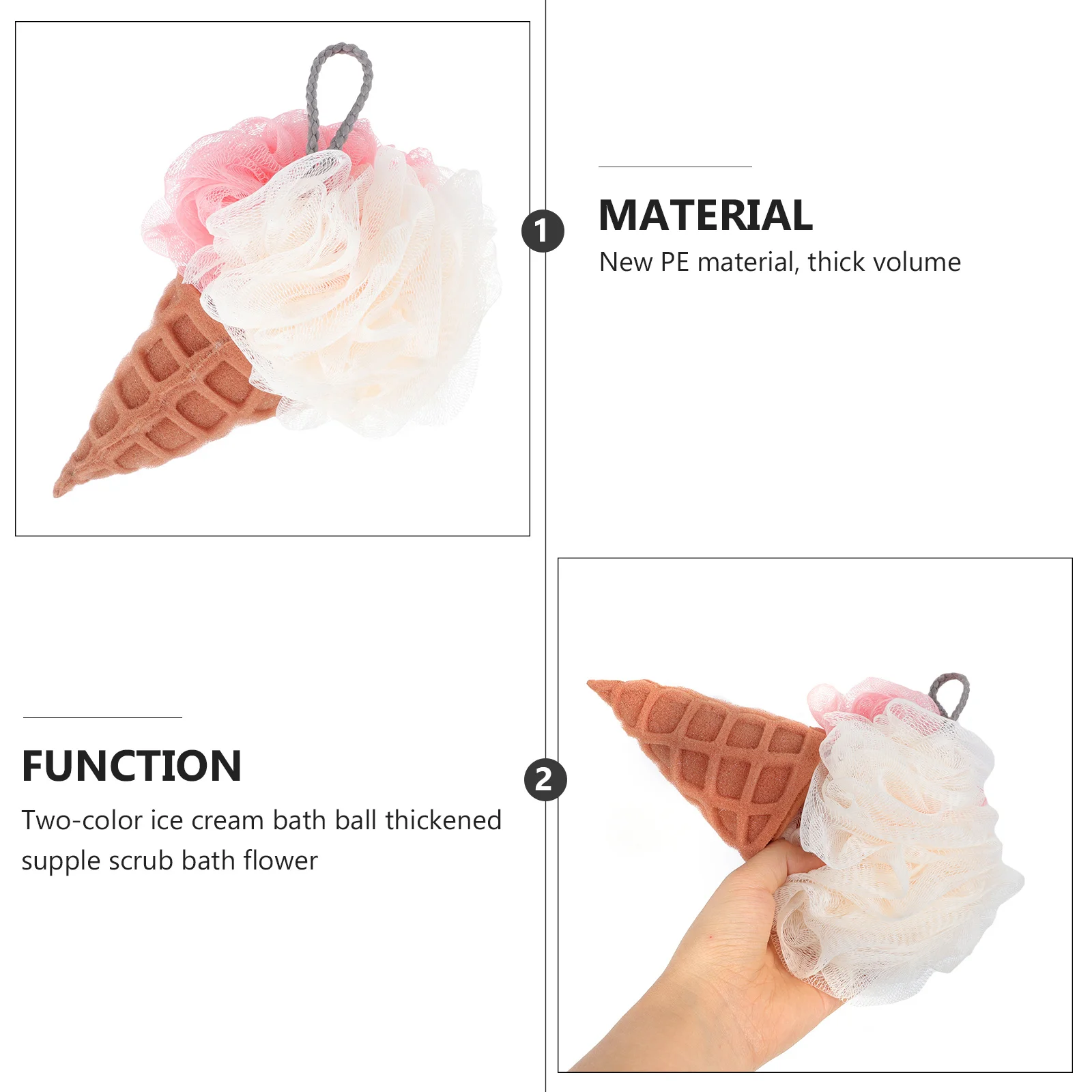 

Supple Thicken Shower Ball Creative Bathing Flower Deep Cleaning Scrubber Pe Material Exfoliating Body Cleaner Lanyard Design