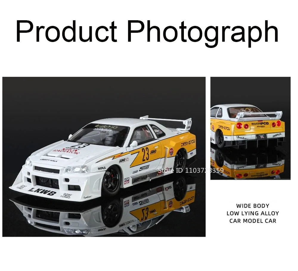 1:24 Tourbillon GTR S15 Modell Sportwagen Spielzeug Legierung Druckguss Sound Licht Türen geöffnet Stoßdämpfung Ornament Supercar für Kinder – Detail 27