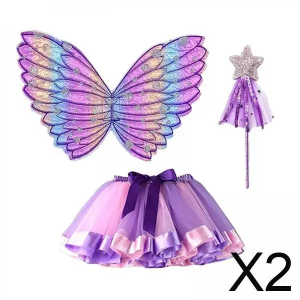 

Платье для девочек, костюм с крыльями феи, детская пачка-бабочка, наряд для вечеринки на день рождения, Хэллоуин и косплей