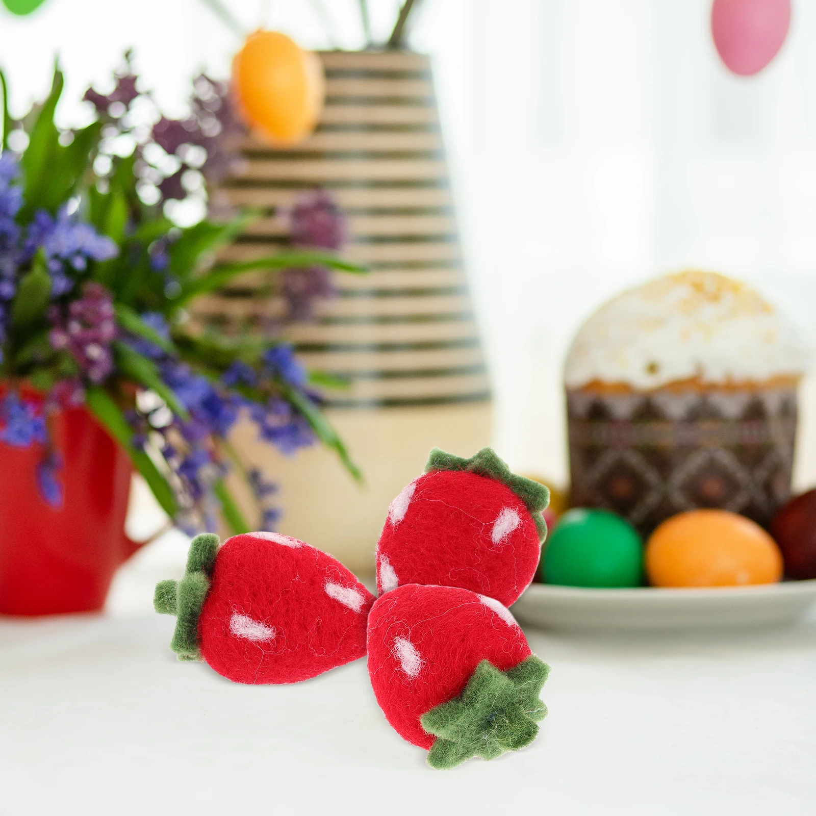 

5 Pcs Diy Wool Felt Embellishments Crafts Birthday Party Decorations Cartoon Fruit Baby Strawberry