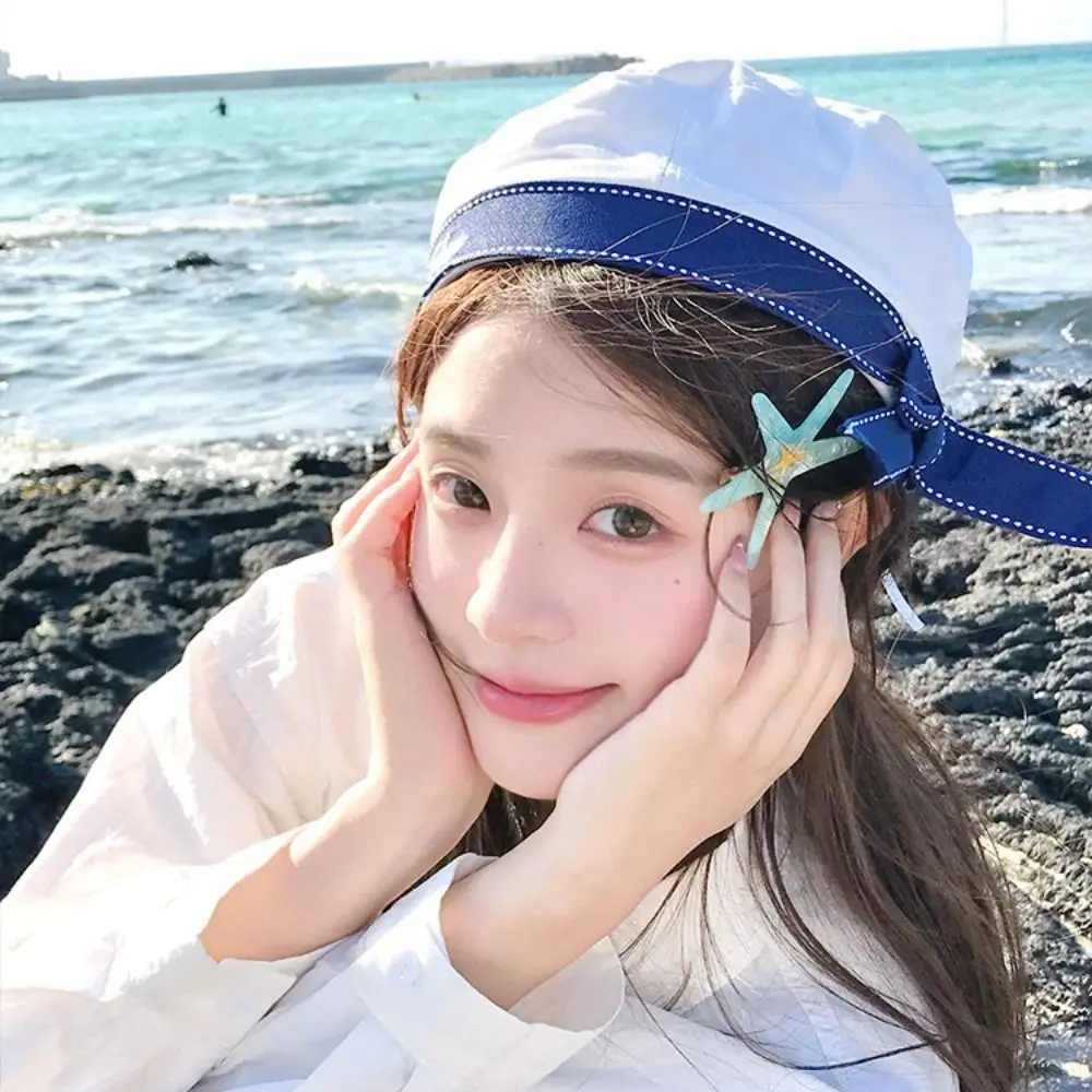 Fashion Sweet White Sailor Hat Korean Style Bowknot Octagonal Cap Letter Embroidery Uniform Cap Painter Hat Girls