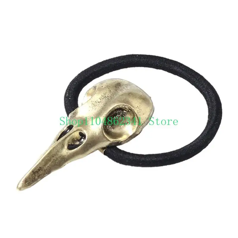 

652F Halloween Crow Skull Hair Rope for Adult Female 3D PunkStyle Skull Hairband Festival Party Hair Band Hair Accessories