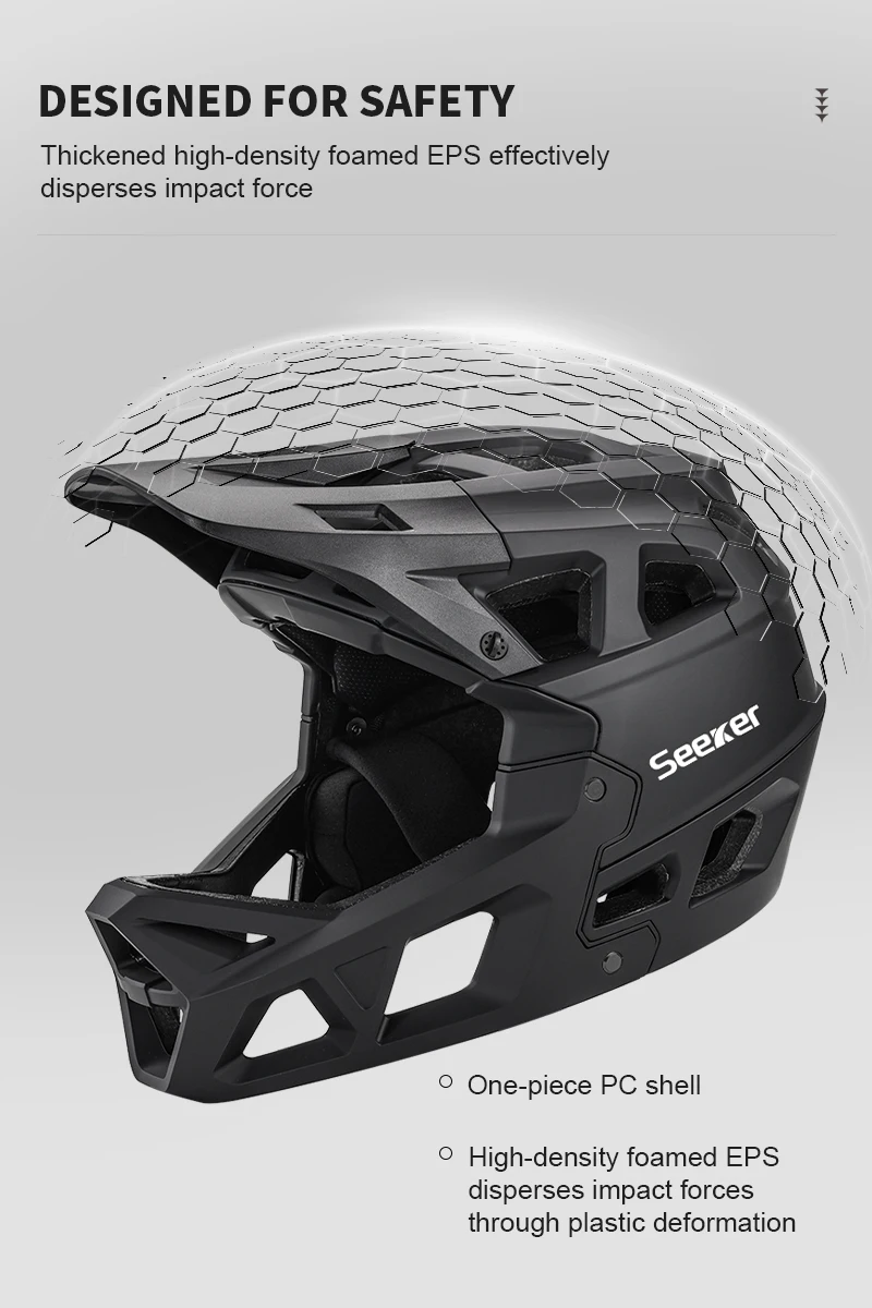 UMUSEEKER Fahrrad-Integralhelm, Downhill DH Offroad MTB Helm, Offroad-Multiszenario-Universal-Atmungsaktiver Fahrradhelm – Detail 4