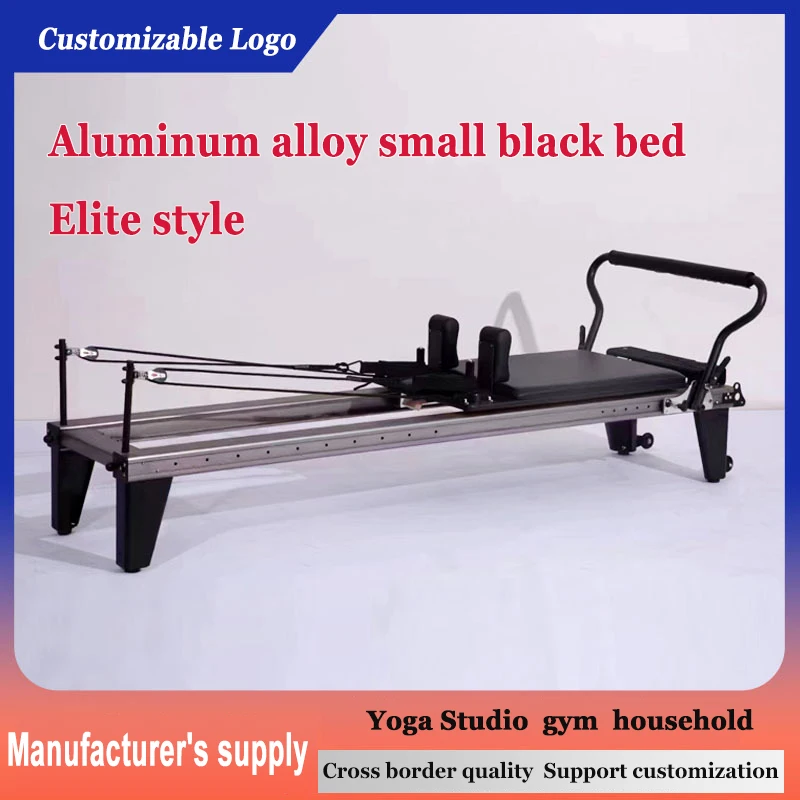 Aluminum Alloy Pilates Core Bed, High-End Customizable Small Black Bed, Semi Elevated 2-In-1 Pilates Reformer Fitness Yoga Bed