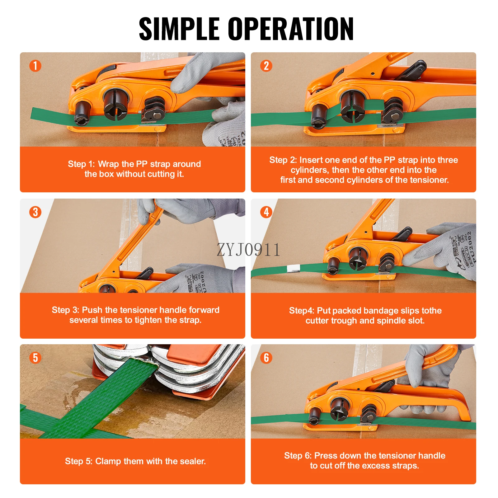 :Manual Plastic Strapping Banding Machine Packing Strap Baler with Tension Tool Packer 1000ft PET Band 300 Metal Seals Kit