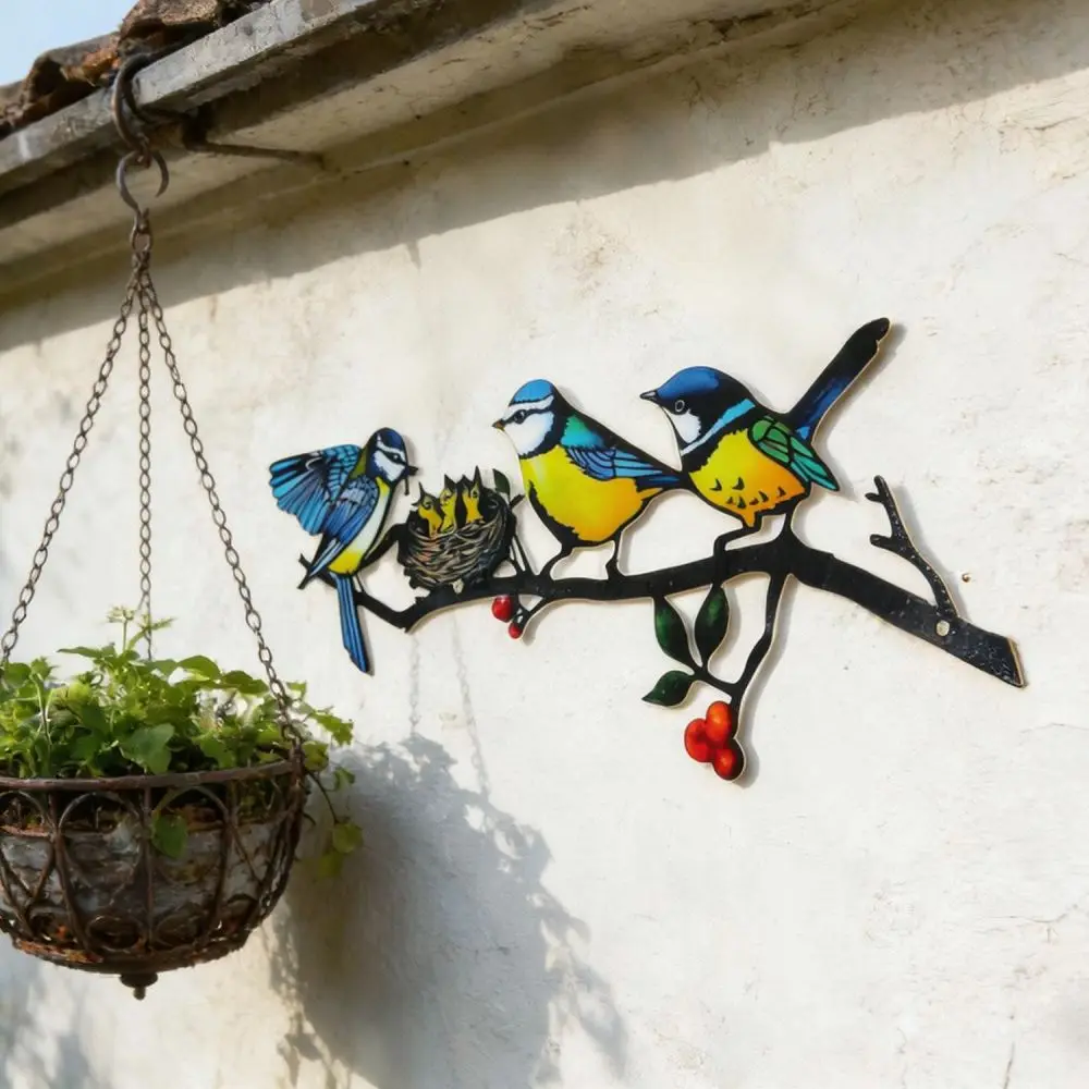 Iron Tree Branch Bird Wall Decoration Metal Hanging Ornament Pastoral Art Sculpture For Home Living Room Wall Decor