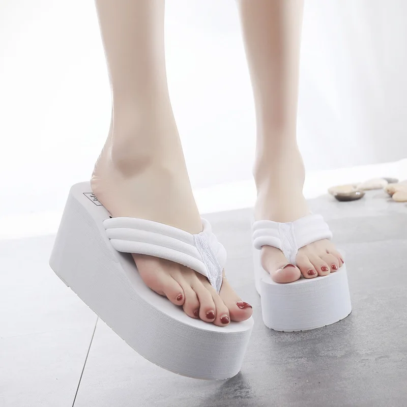 Slippers Fashion Summer Women Chunky Wedges Flip Flops Casual Shoes 8cm High Heel Waterproof Slippers Sexy Lady Sandals