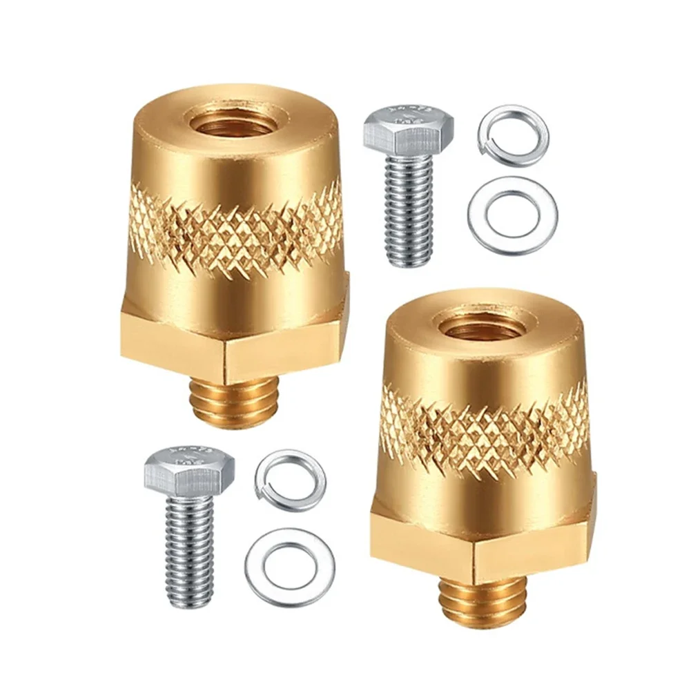 1 Pair Battery Pole Adapter Brass Battery Terminal Connector M6 Thread Positive Negative Battery Post Connector Terminal Adapter