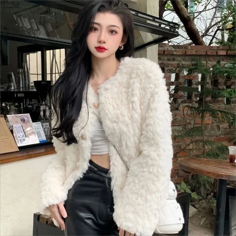 

Women's Fur Coat Autumn Winter New Korean Fashion Imitation Lamb Wool Versatile Jacket Casual Loose Thickened Warm Women Coats