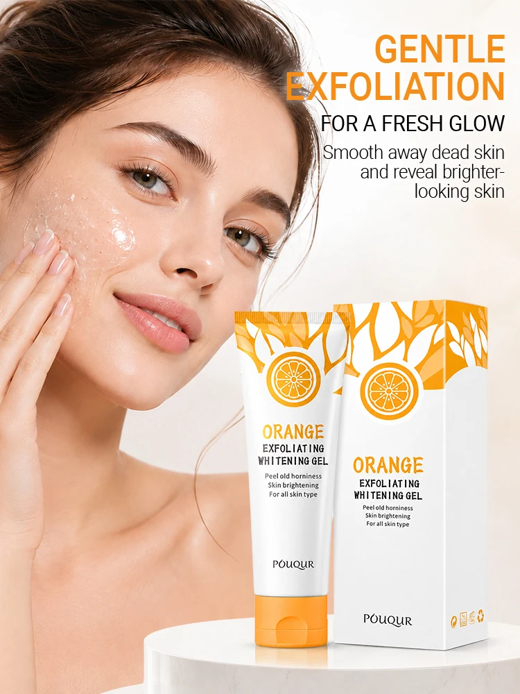 Orangefarbenes Peeling-Gel, Entferner abgestorbener Flecken, Aufhellung der Peeling, 50 g, sanfte Reparatur, Peeling, Aufhellung, feuchtigkeitsspendende Feuchtigkeitscreme, koreanische Hautpflege – Detail 2
