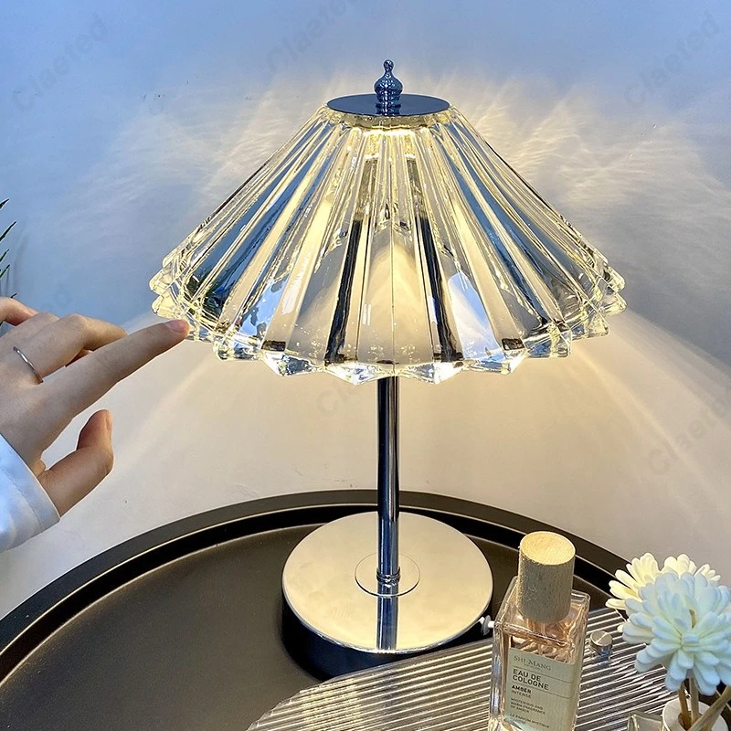 European-style New Retro LED Crystal Table Lamp Living Room Study Bedroom Bedside Decorative Atmosphere Lighting Nightlight