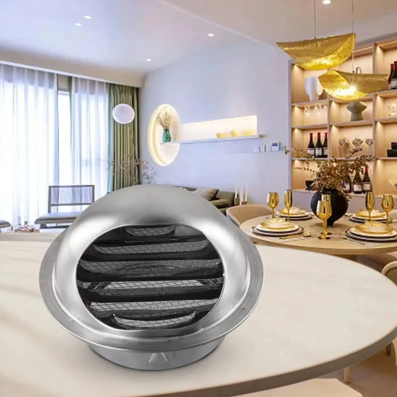 Air Vent Grille Stainless Steel Round Brushed Bull Nosed External Extractor Wall Vent Outlet Exhaust Cap Rainproof Cap
