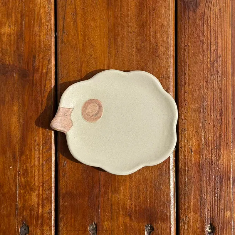 New Japanese Style Cute Animal Sheep Small Plate Apple Snack Plate Ceramic Tableware for Home Dining Room Dessert Shop Daily Use