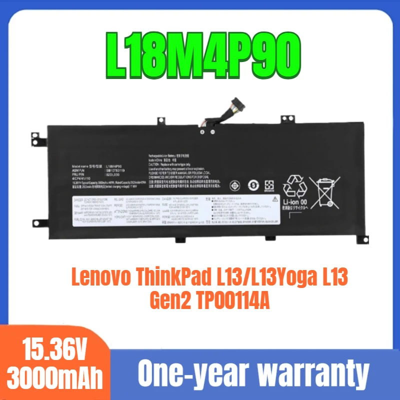 

L18M4P90 Аккумулятор для ноутбука Lenovo, подходит для Lenovo ThinkPad L13/L13Yoga L13 Gen2 TP00114A, оригинальный литий-ионный аккумулятор