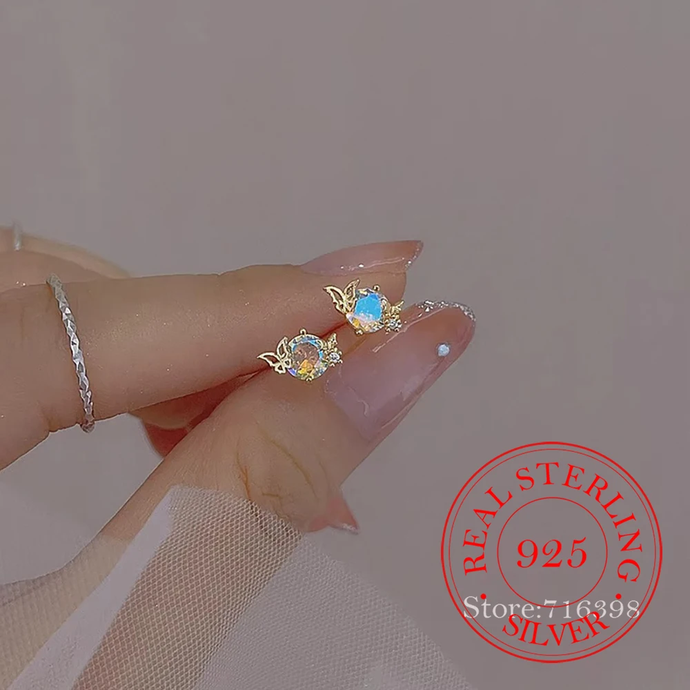 925 Sterling Silber Schmuck Luxus Planet Schmetterling Aurora Ohrstecker für Frauen Hochzeit Schmuck Für Mädchen Freund Geschenk