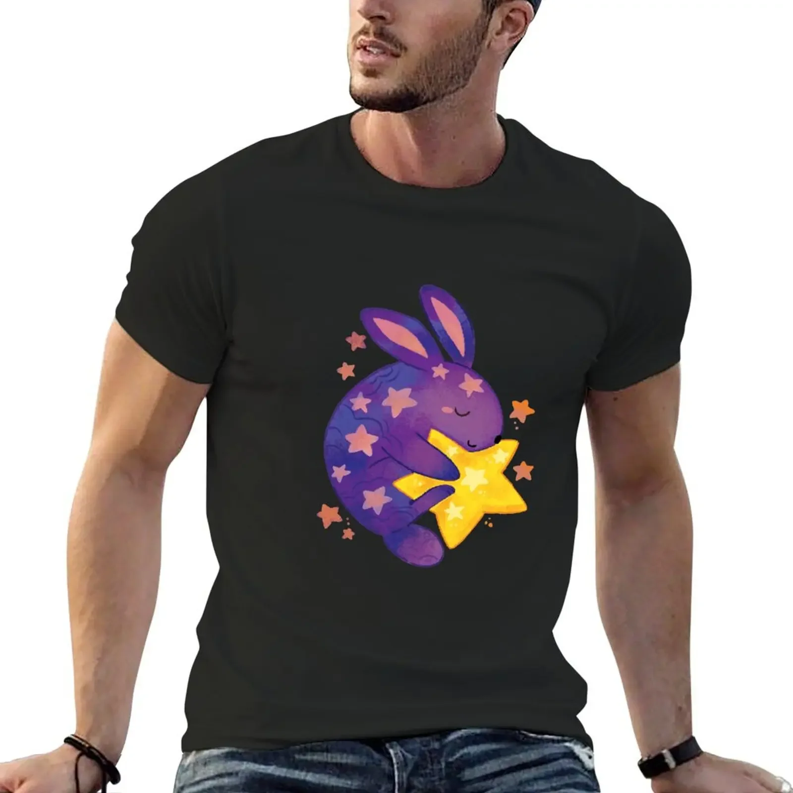 Galaxy Bunny Holding a Star T-Shirt Louboutins anime clothes shirts graphic tee men