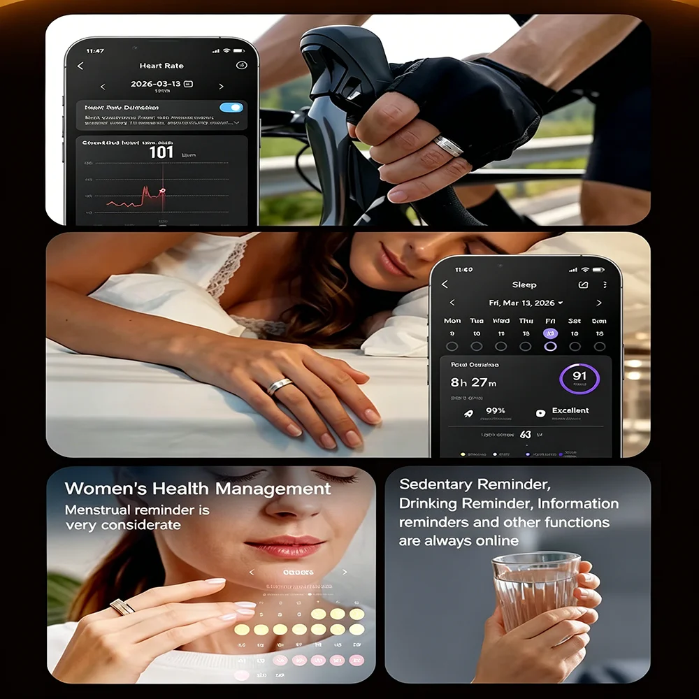 Health and Sport Smart Ring Men Women,Heart Rate Sleep Monitoring,Gesture Control, 5ATM Waterproof,Multiple Sports,Long Battery