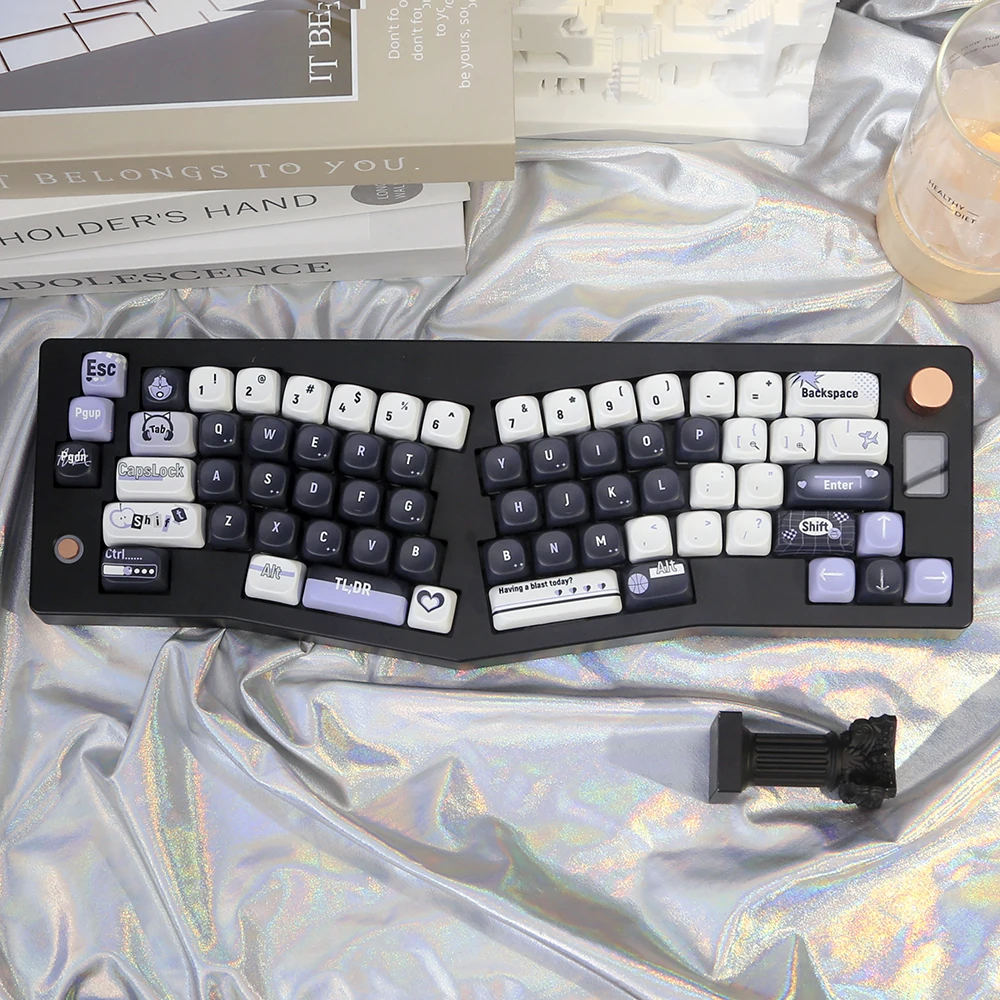 MOA height no attribute minimalist wind black purple keycap pbt fit mechanical keyboard hi75 s99 f75