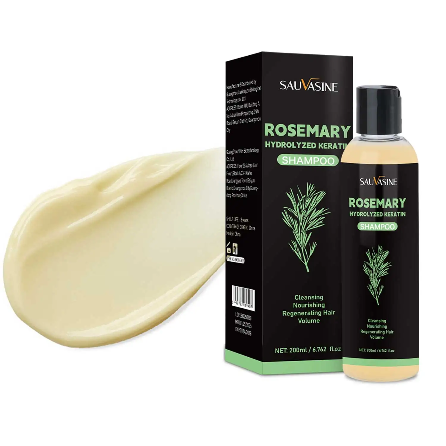 200ml Organic Rosemary Shampoo for Hair Growth Natural Thickening & Strengthening Shampoo with Hydrolyzed Keratin Hair Care