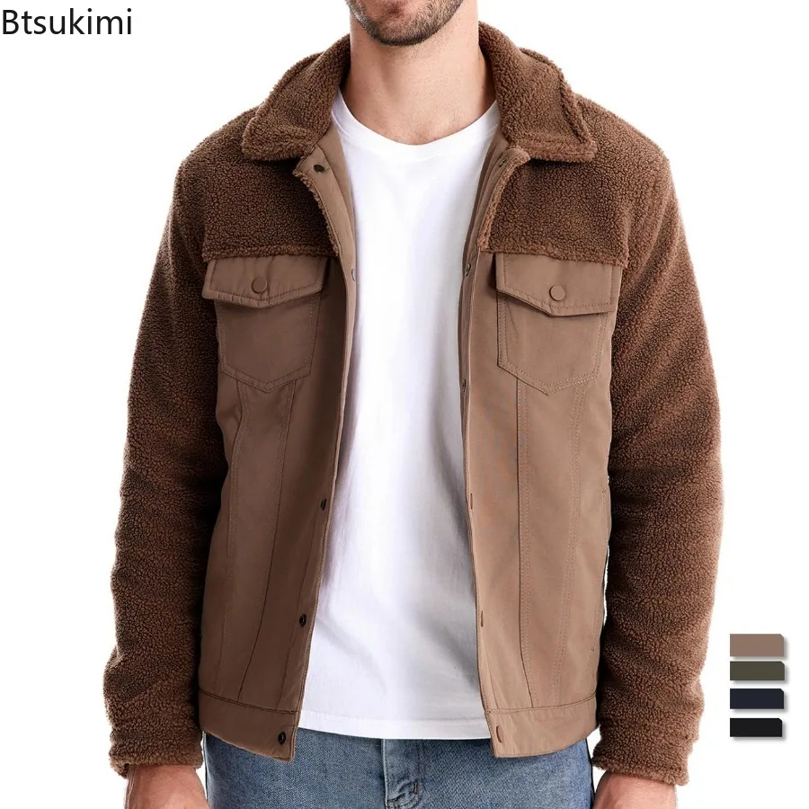 

2025 New Autumn and Winter Men's Lamb Wool Splicing Jacket Thick and Warm Jacket Fashion Casual High-quality Men's Thick Coats