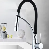 Brushed LED Kitchen Sink Faucet Swivel Pull-Down Tap Deck Mounted Mixer for Hot and Cold Water Bathroom and Kitchen Use