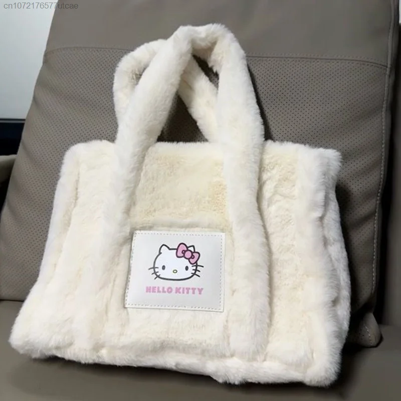 Sanrio Hello Kitty Pochacco melodia Kuromi puszyste pluszowe duża pojemność torba damska nowa torba na ramię na co dzień Fuzzy Crossbody