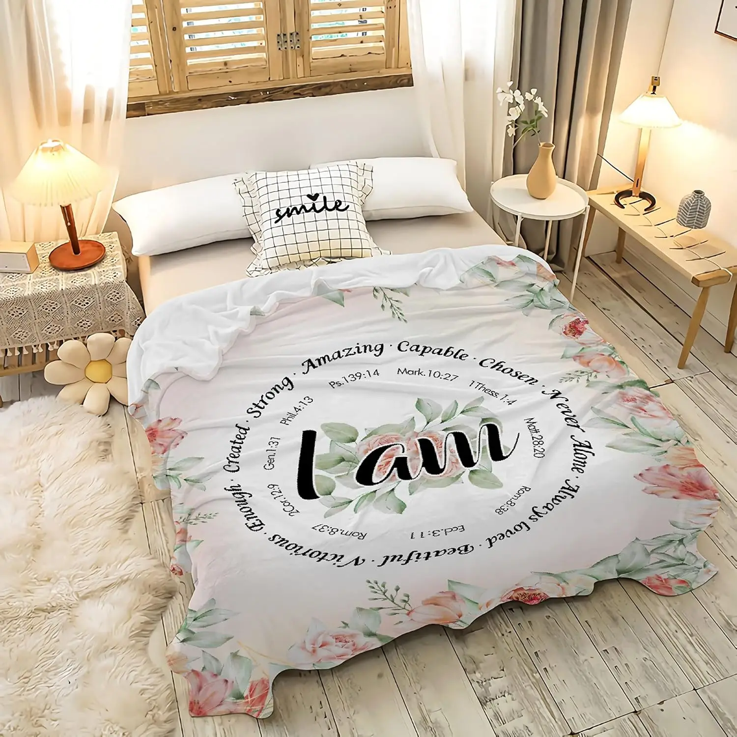 Bible Verse Prayer Fleece Blanket, Inspirational Christian Gift for Women, Comforting Throw for Cancer Patients,Sympathy Healing