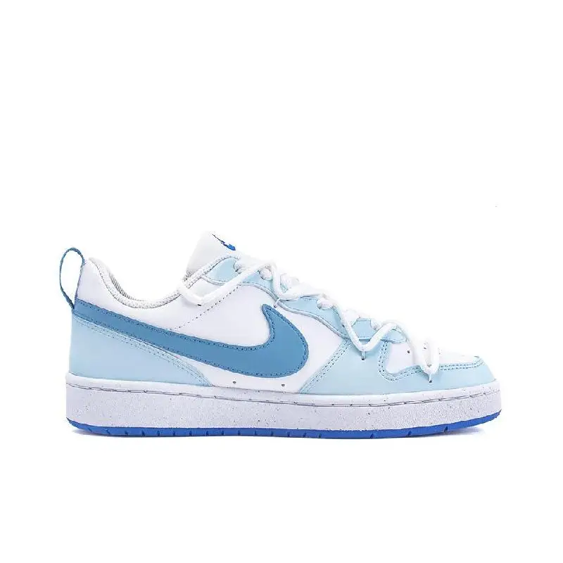 【Customize】Nike Court Borough Skateboarding Shoes Women's Low-top White/blue Sneakers shoes DV5456-110