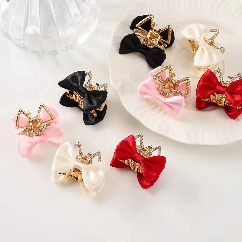 2 Pcs Hair Claw Clips Girls Women Hair Accessories Cute Princess Bow  Baby Hairpins Solid Color Kids Headwear Party Gift