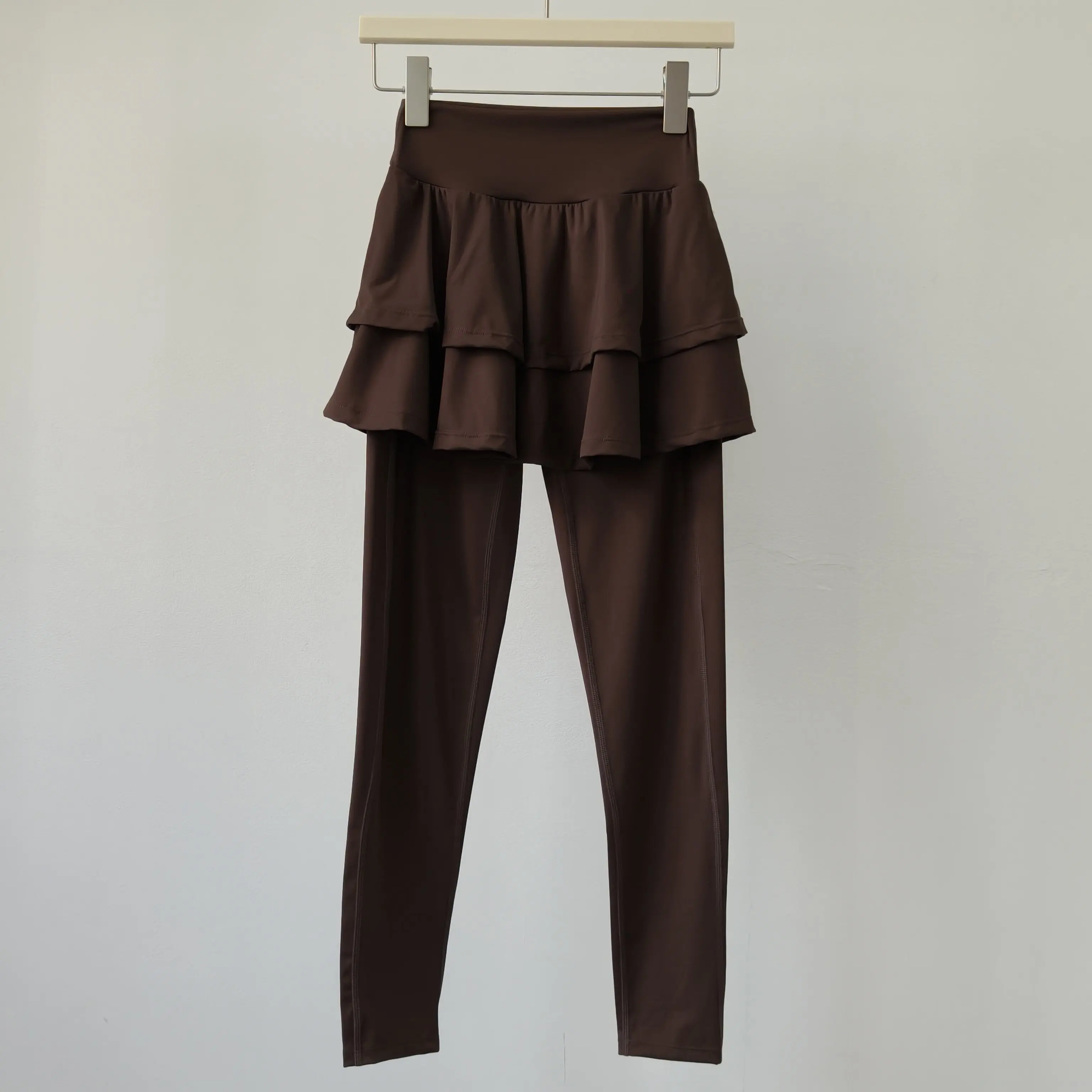 Hochgeschnittene A-Linien-Yoga-Hose, Rock mit Kuchenfalten, neun Viertel langer, verdeckender Tennis- und Sportrock, schnelltrocknende Fitness-Leggings für Damen – Detail 4