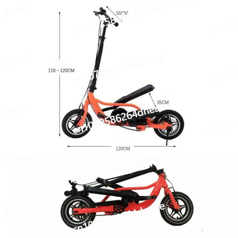 Ped-Run Pedaling Scooter with Aluminum Alloy Frame and Disk Brake, 12 Inch Air Wheel Fold Bicycle