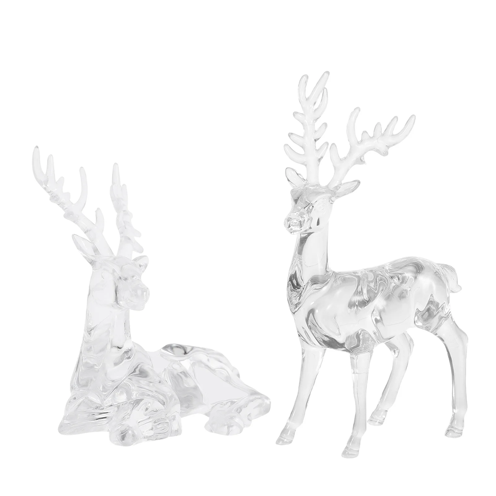 

2Pcs Clear Acrylic Reindeer Christmas Decor Elegant Deer Statues for Home Living Room Holiday Party Display Deer Table Decor