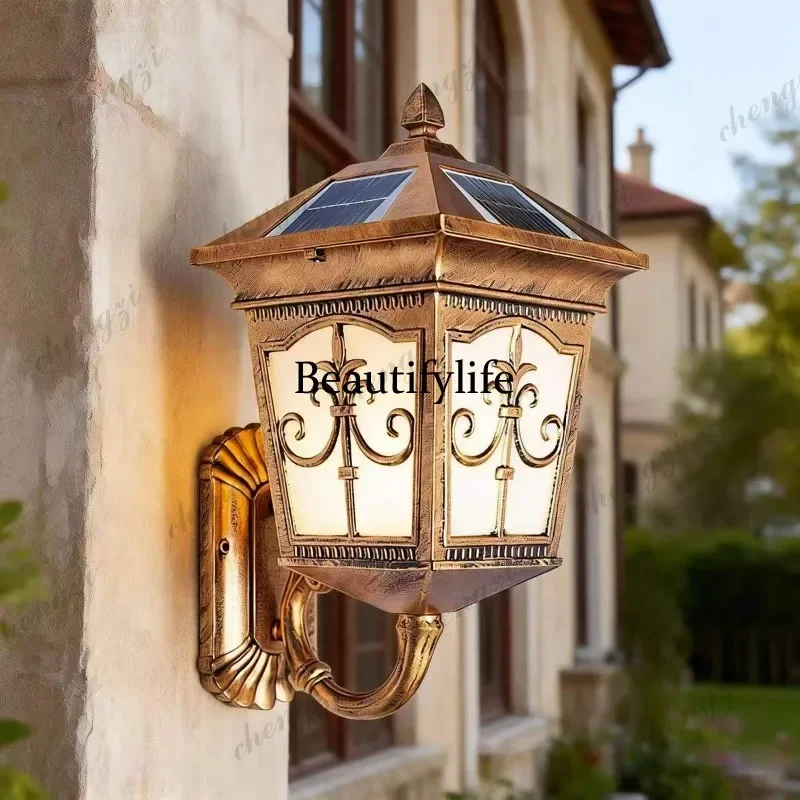 HR Solar wall lamp Outdoor square European courtyard Home garden Terrace Outdoor wall lamp