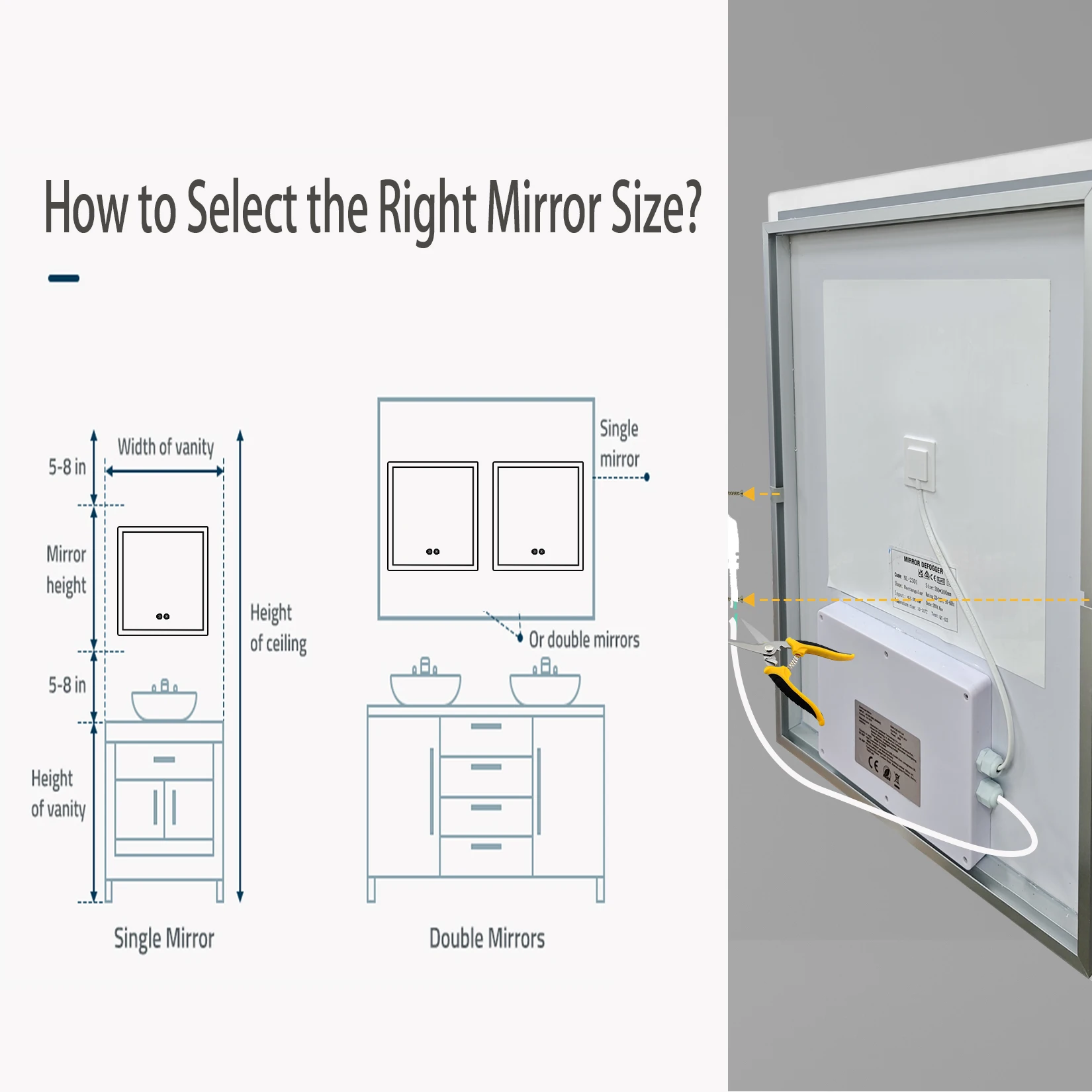 LUVODI Illuminated Bathroom Makeup Mirror,Modern Wall Mounted Bathroom Vanity Mirror Lighted Makeup Mirror with Three Colors Temperature,Fogless,Waterproof IP44