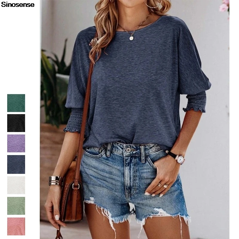 

Women's 3/4 Sleeve T-Shirts Cute Crewneck Tunic Tops Basic Business Work Office Tees Y2K Going Out Stret Date Travle T Shirt