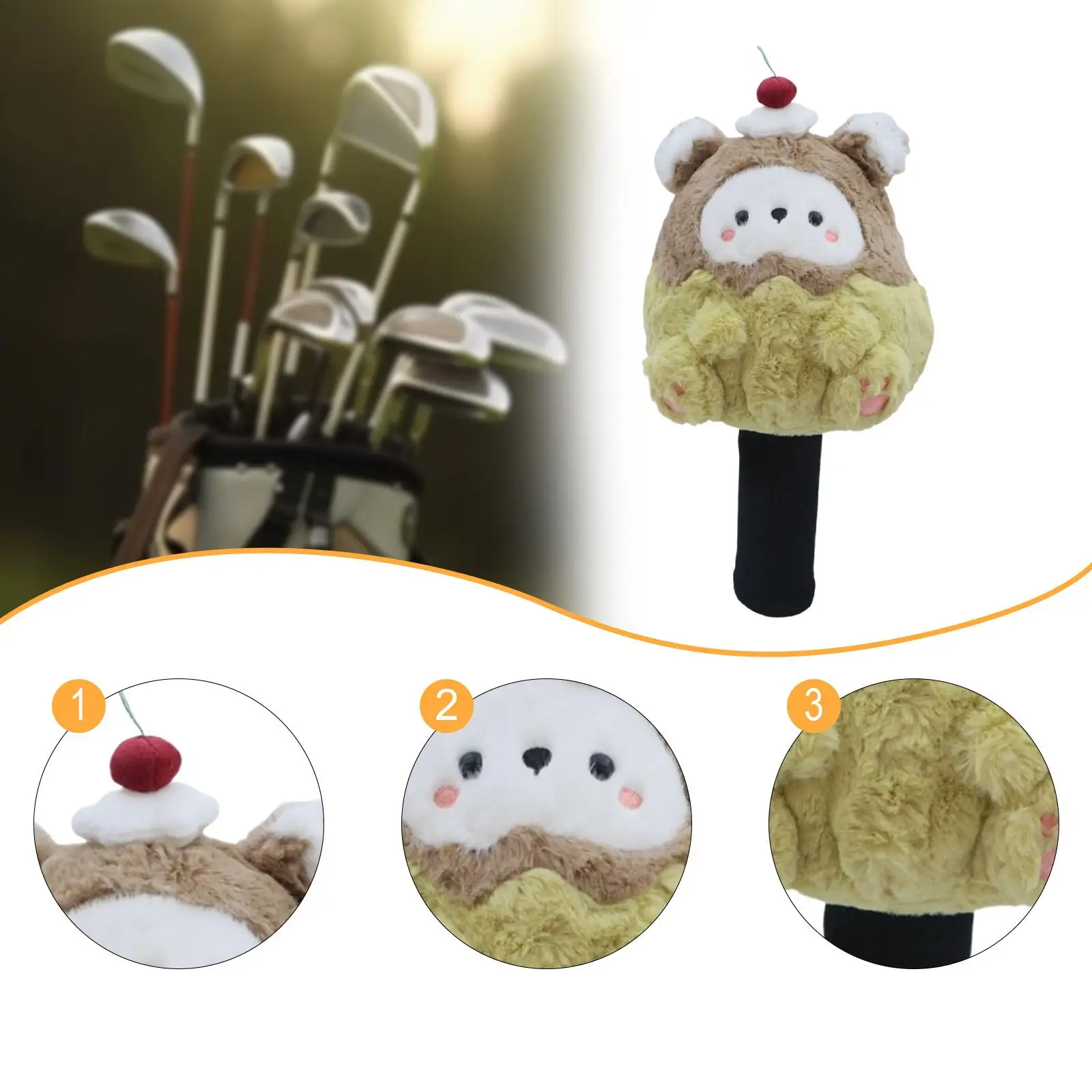 

Headcover Cartoon Bear Plushie Accessories Protection for Golfers Family