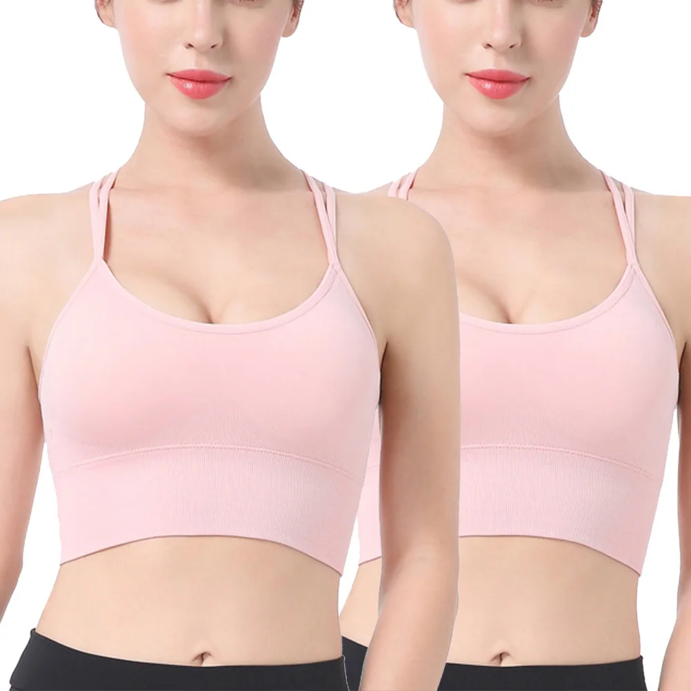 

Pink S Size Running Yoga Sports Bra Seamless Quick-Dry Breathable Lightweight Fitness Underwear Women Wrapped Chest Nylon Fabric