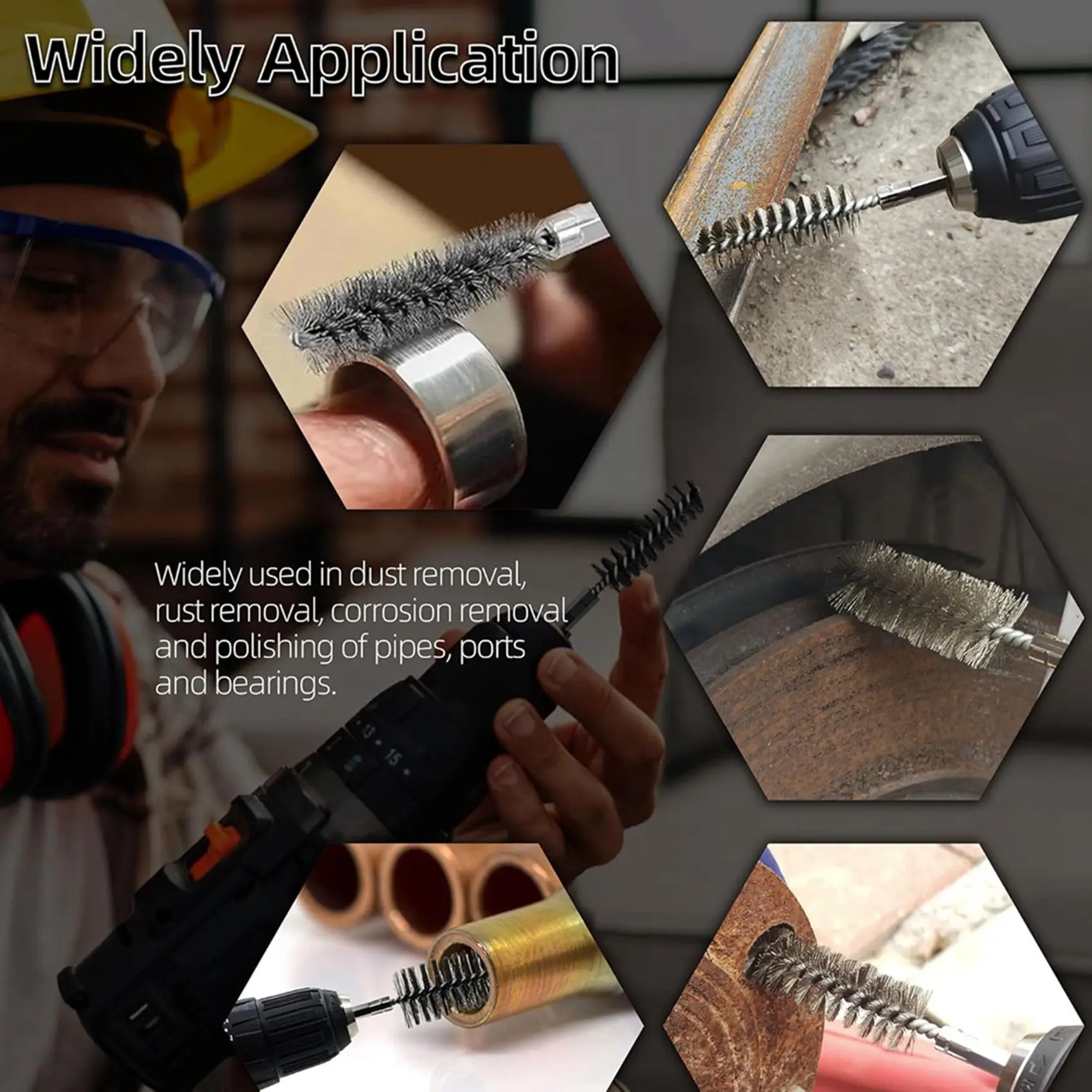 2025 Hot Style 24Pcs Wire Bore Brush For Drill,Stainless Steel Wire Brush Bore Cleaning Brush Set For Power Drill Cleaning