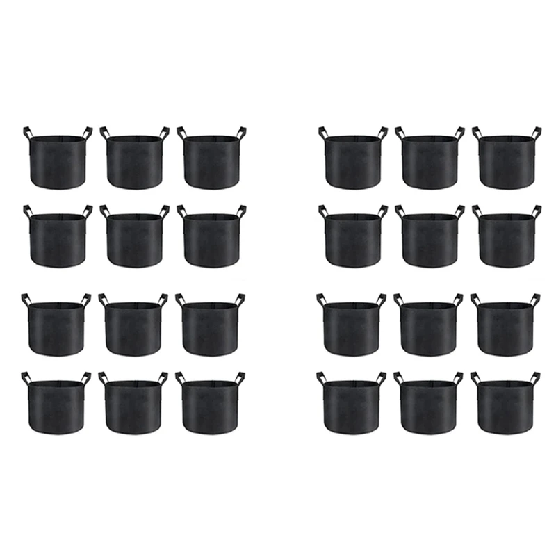 24-Pack Grow Bags 5 Gallon, Thick Fabric Planter Bags For Vegetables, Sturdy Handles & Reinforced Stitching