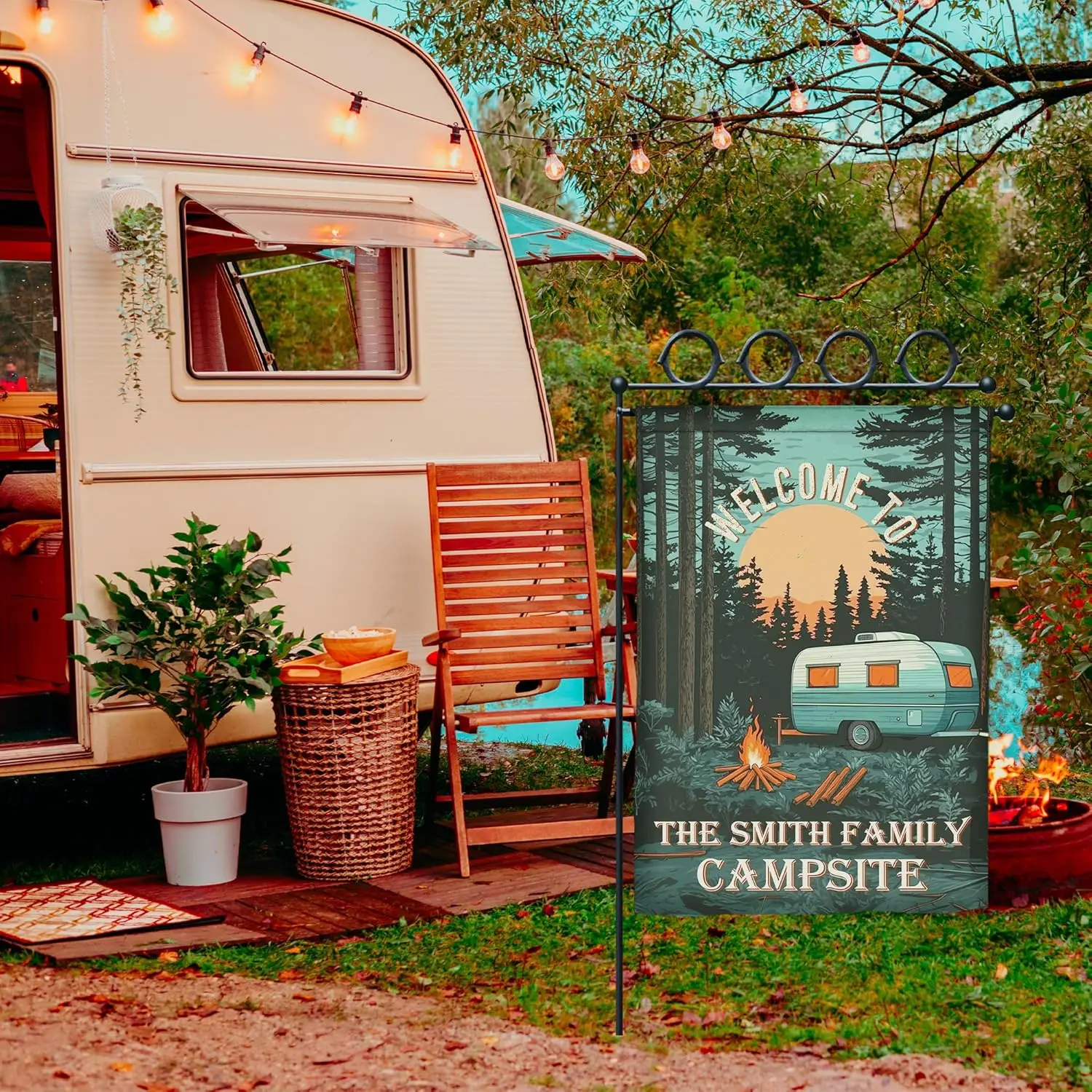 علم حديقة التخييم الشخصي مخصص مرحبًا بكم في موقع المخيم الخاص بنا علم Rv لساحة المنزل راية المنزل في الحديقة ترحيب Outdo FFI