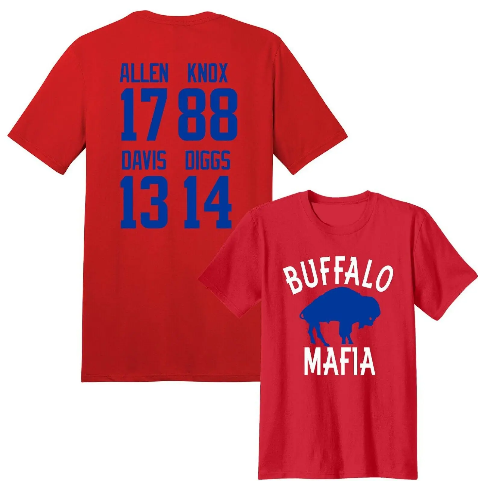 Buffalo Mafia Red T-shirt, Josh Allen,Stefon Diggs,Dawson Knox, Jersey Bills